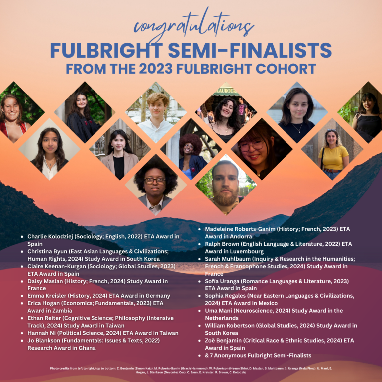 Congratulations Fulbright Semi-Finalists! | College Center for Research ...