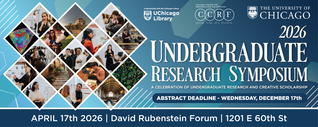 Varied images of student research with text advertising the 2025 Undergraduate Research Symposium